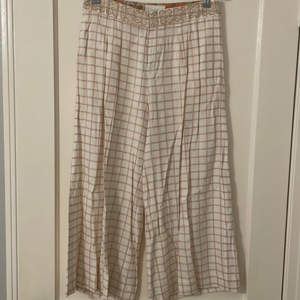 Anthropologie Wide Leg Checker Pants | Size 4
